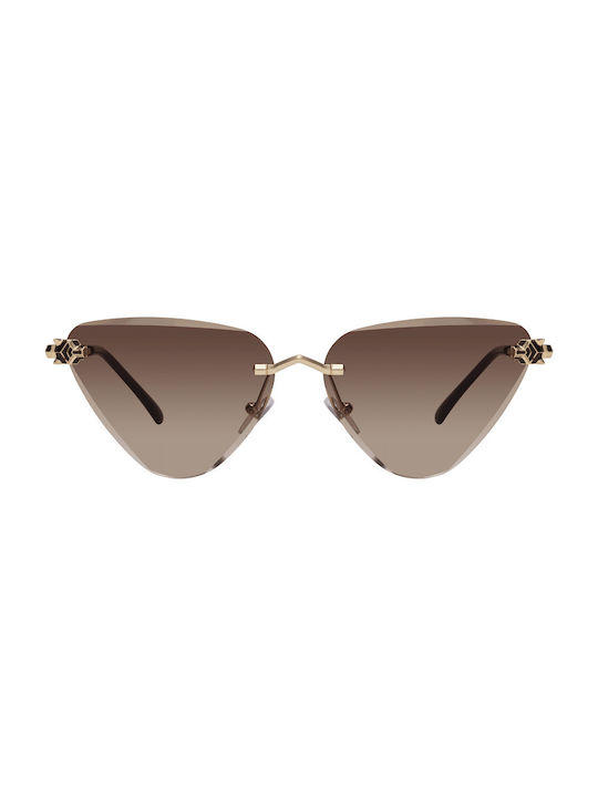 Women's Sunglasses with Gold Metal Frame and Brown Gradient Lens 7026