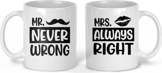 Mug Ceramic Mr Never Wrong Mrs Always Right 325.6ml 2pcs Mug Ceramic Mr Never Wrong Mrs Always Right 325.6ml 2pcs