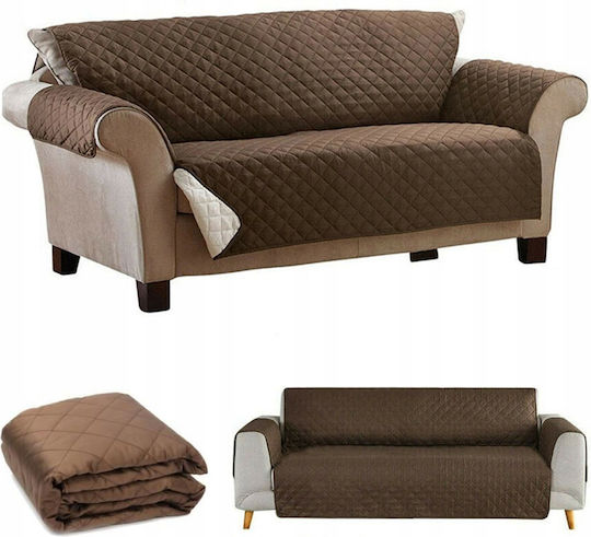 Verk Group Ελαστικό Κάλυμμα Διθέσιου Καναπέ Καφέ 165x240cm