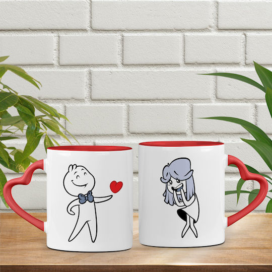 Heart Mug from Porcelain White 2pcs