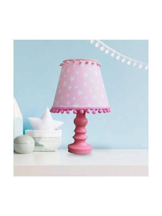 Oxygen Lampa De Masă Laterală Pentru Copii Lovely Pink Stars Roz 30x15x10cm