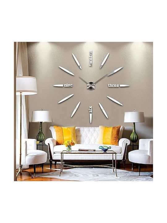 3D Wall Clock Silver