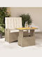 Garden & Outdoor Furniture Sets Dining Room Set 2 Pieces Beige with Pillows