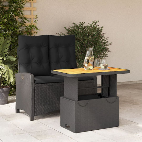 Garten- und Outdoor-Möbelsets 2 Stück Schwarz mit Kissen