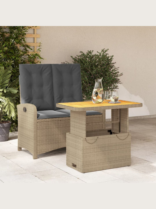 Garden & Outdoor Furniture Sets Dining Room 2 Pieces Beige with Pillows