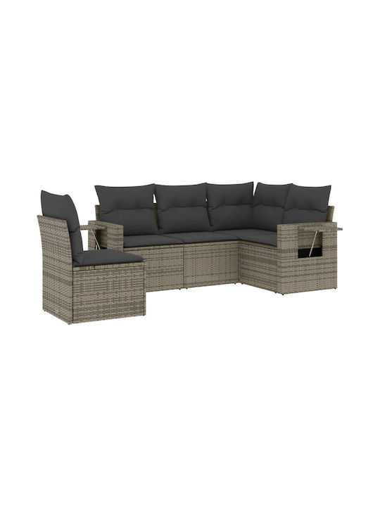 Set Outdoor Lounge Grey with Pillows 5pcs