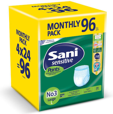 Sani Ελαστικό Εσώρουχο Ακράτειας Large No3 Monthy Pack Sensitive Pants Sani (96τεμ)