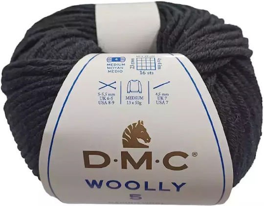 DMC Wooly Wool Black 02 80m 50g