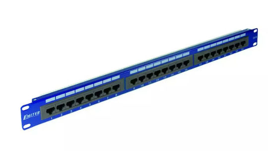 Emiter Patch Panel για Rack 1U 19" Μπλε