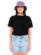 Γυναικείο Oversized Crop T-shirt Μαύρο