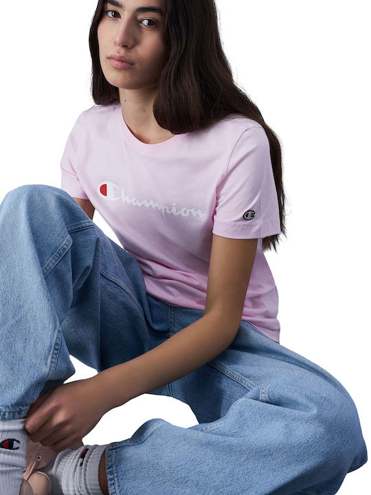 Champion Crewneck Γυναικείο T-shirt Pink