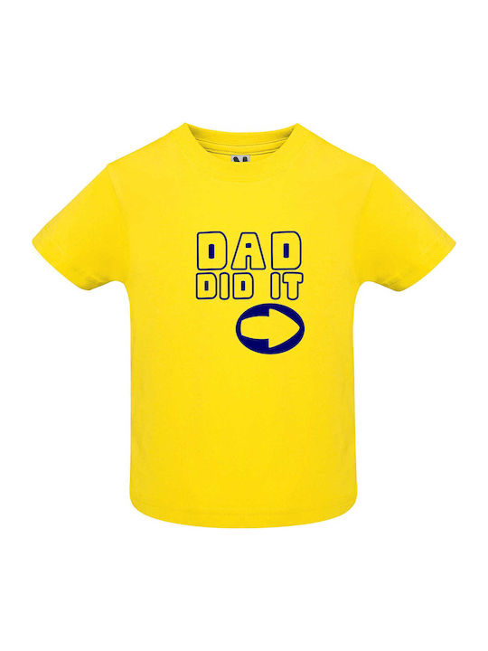 Kinder Shirt Kurzarm Gelb Dad Dit It