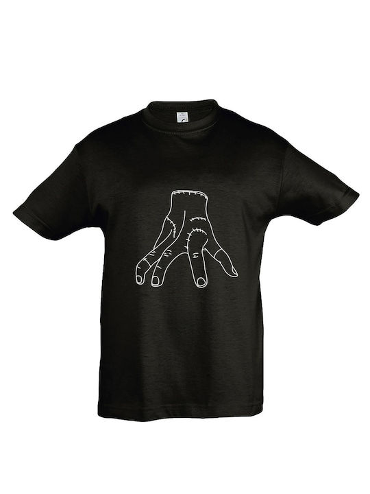 Kids T-shirt Black Wednesday Addams I Am The Thing Hand