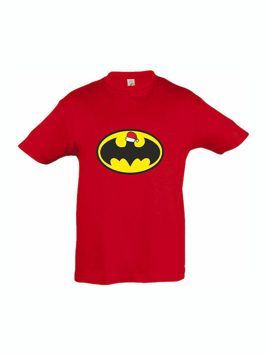 Kinder-T-Shirt Rot Batman Loves Christmas