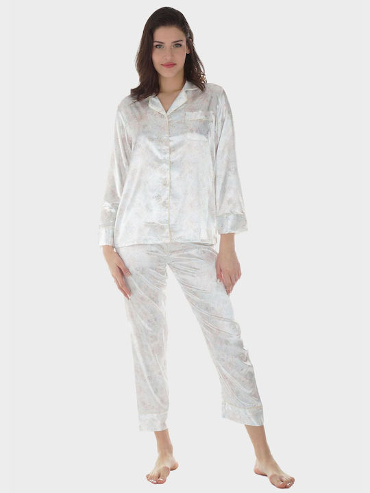 G Secret Sommer Damen Pyjama-Set Satin MORE All Print