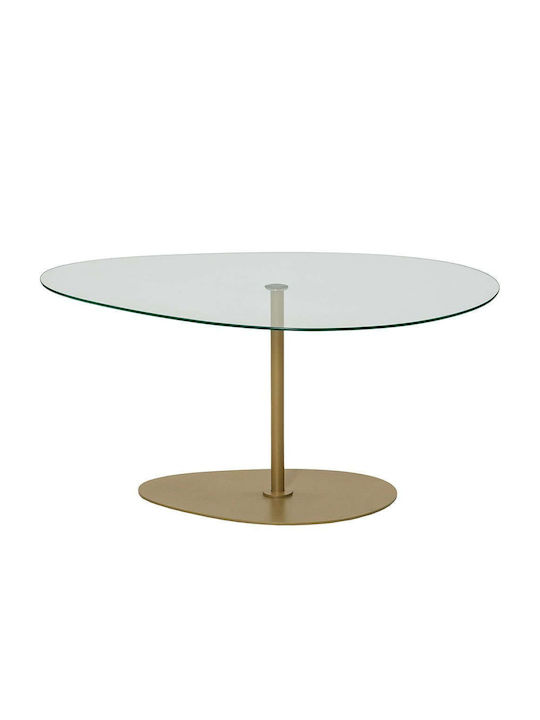 Rundes Zentral Kaffeetisch Porto Glas Klar-Gold M90xL60xH40cm