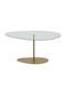 Rundes Zentral Kaffeetisch Porto Glas Klar-Gold M90xL60xH40cm