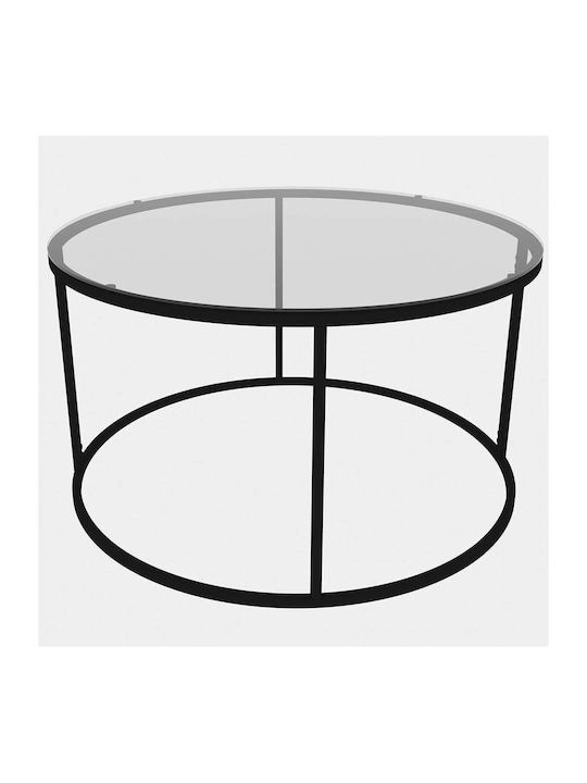 Round Coffee Table Berlin Glass Black L80xW80xH45cm