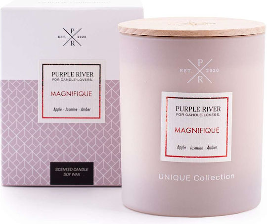 Purple River Aromatisches Soja-Kerze im Rosa Gefäß 220g