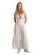 Diana Sommer Maxi Damenkleid mit Rüschen Weiß