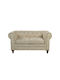 Chesterfield Two-Seater Fabric Sofa Beige 150x82cm