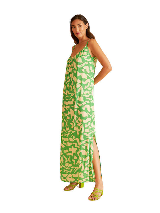 Harmony Damen Viskose Kleid Viskose Randa Sura Maxi Green Leaves (33-506632-type) Grün