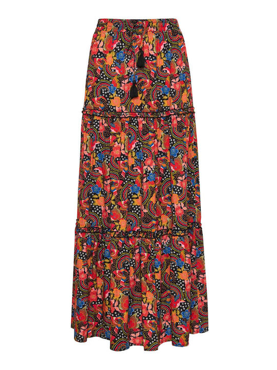 Loose Fit Maxi Embroidered Skirt With Side Slit - Multi - Fbl009-110-14