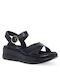 Parex Women's Synthetic Leather Ankle Strap Platforms Black