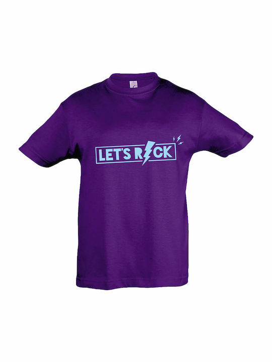 Kinder T-shirt dunkelviolett Let's Rock