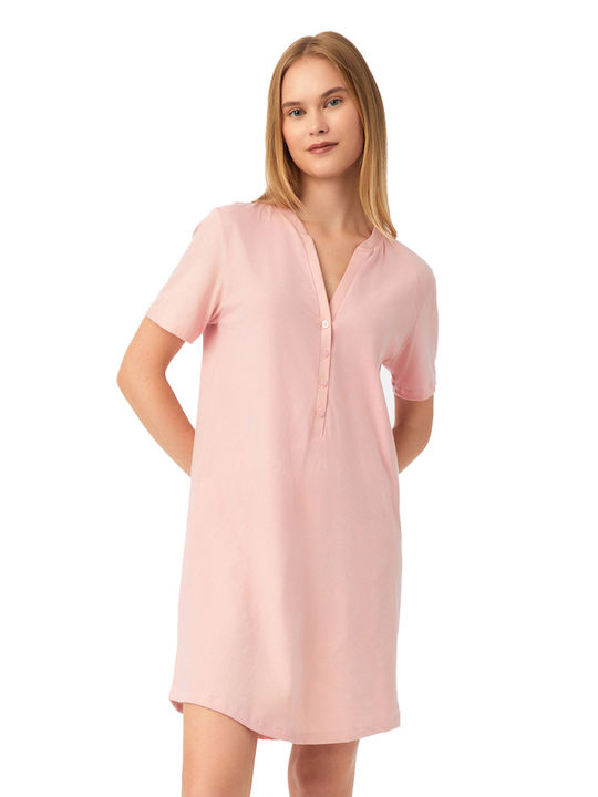 Minerva Nightgown Regular Fit for Maternity Hospital & Breastfeeding Pink