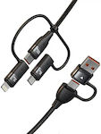 Usams Braided USB to Lightning / Type-C / micro USB Cable Μαύρο 1.2m (SJ654USB01)