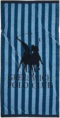 Greenwich Polo Club Πετσέτα Θαλάσσης Βαμβακερή Μπλε 180x90εκ.