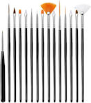 Nail Art Brush Set 15pcs negru