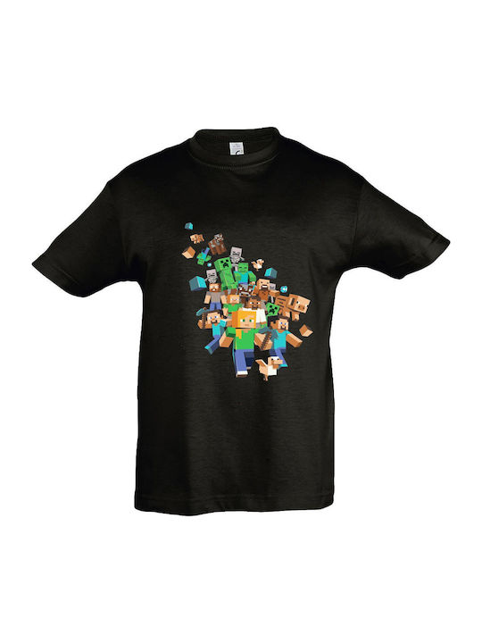 Kids' T-shirt Black Minecraft Gang