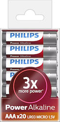 Philips Power Алкални Батерии AAA 1.5V 20бр