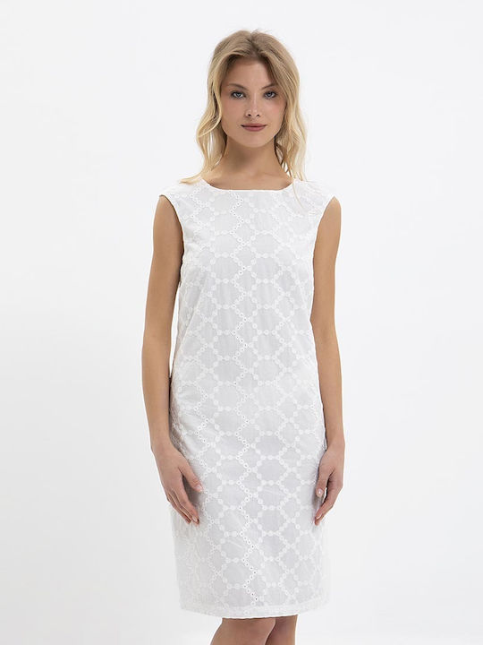 Laura Donini Midi Rochie Alb