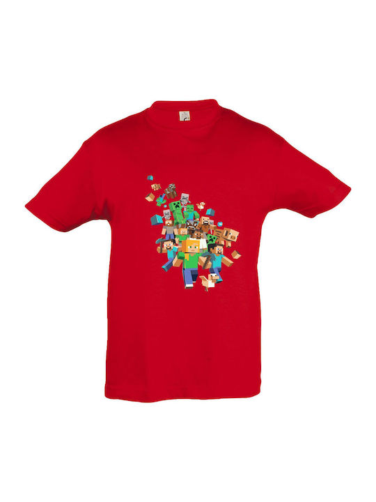 Kids' T-shirt Red Minecraft Gang