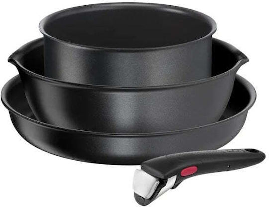 Tefal Ingenio Daily Chef Комплект Съдове За Готвене От Алуминий Черен С Незалепващо Покритие 3 Части
