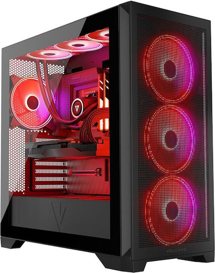 Modecom Volcano Expanse S Apex ARGB Геймърско Midi Tower Компютърна Кутия със Страничен Прозорец Черна