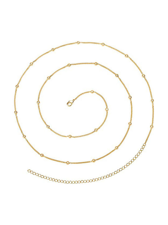 Steel Belly-Waist Chain - Gold with Beads One Size