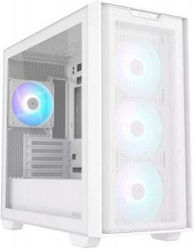 Asus A21 Plus Gaming Midi Tower Computer Case with Window Panel and RGB Lighting White