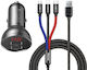 Baseus Autoladegerät Schwarz Gesamtleistung 4.8A mit Anschlüssen: 1xUSB 1xType-C inklusive Kabel Typ-C / Blitzschlag / Mikro-USB