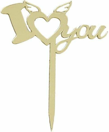 Dekorative Plexiglas Torte I Love You 12x14cm (gold)
