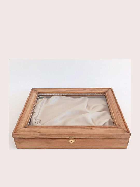 Korres Craft Tabletop Rectangle Wedding Crown Case Wooden Ecru 26.5x33cm