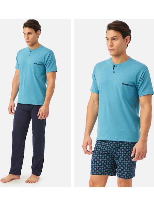 Minerva Herren Sommer Baumwollpyjama 3-teilig L...