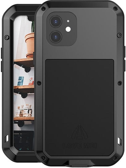 Love Mei Umschlag Rückseite Metallisch Schwarz (iPhone 12 / 12 Pro)