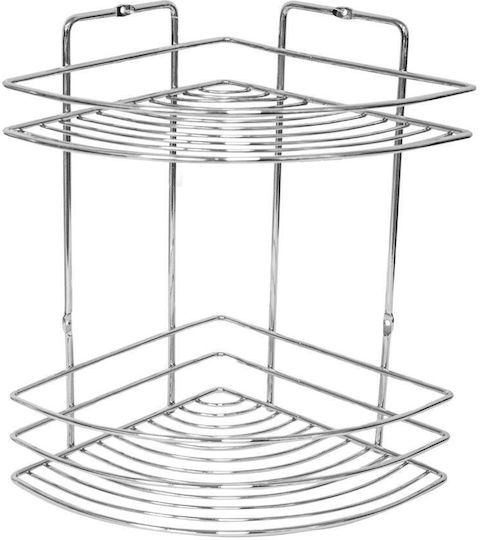 Pakketo Corner Wall Mounted Bathroom Shelf Metallic 19x19x27cm Silver