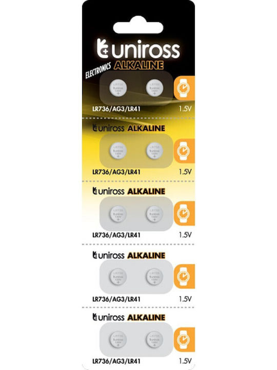 Uniross Αλκαλικές Μπαταρίες Ρολογιών LR41 1.5V 10τμχ