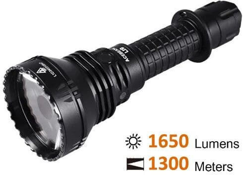 Acebeam Wiederaufladbar Taschenlampe LED IP68 mit maximaler Helligkeit 1650lm Schwarz