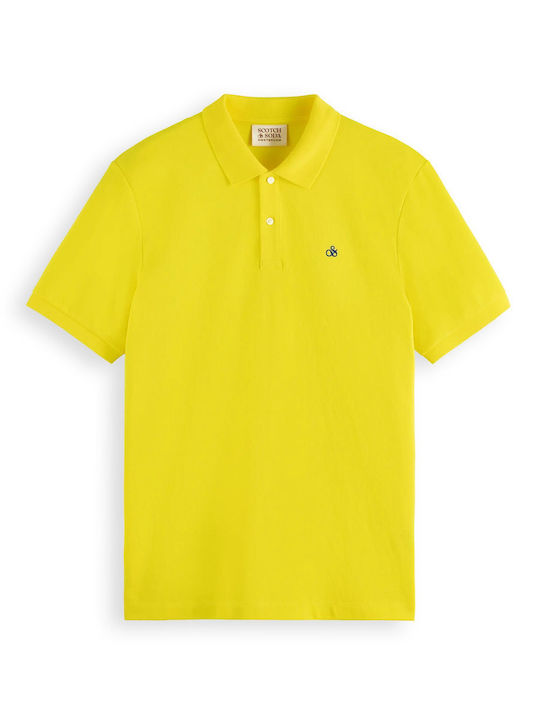 Scotch & Soda Bluza Bărbătească cu Mânecă Scurtă Polo Galbenă